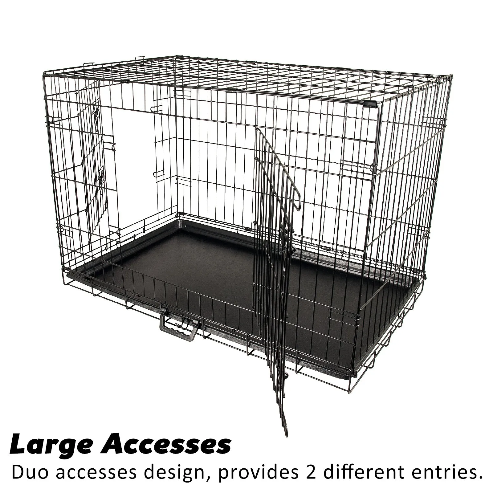 30in Foldable Wire Dog Crate with Tray & Cushion Mat - Paw Mate