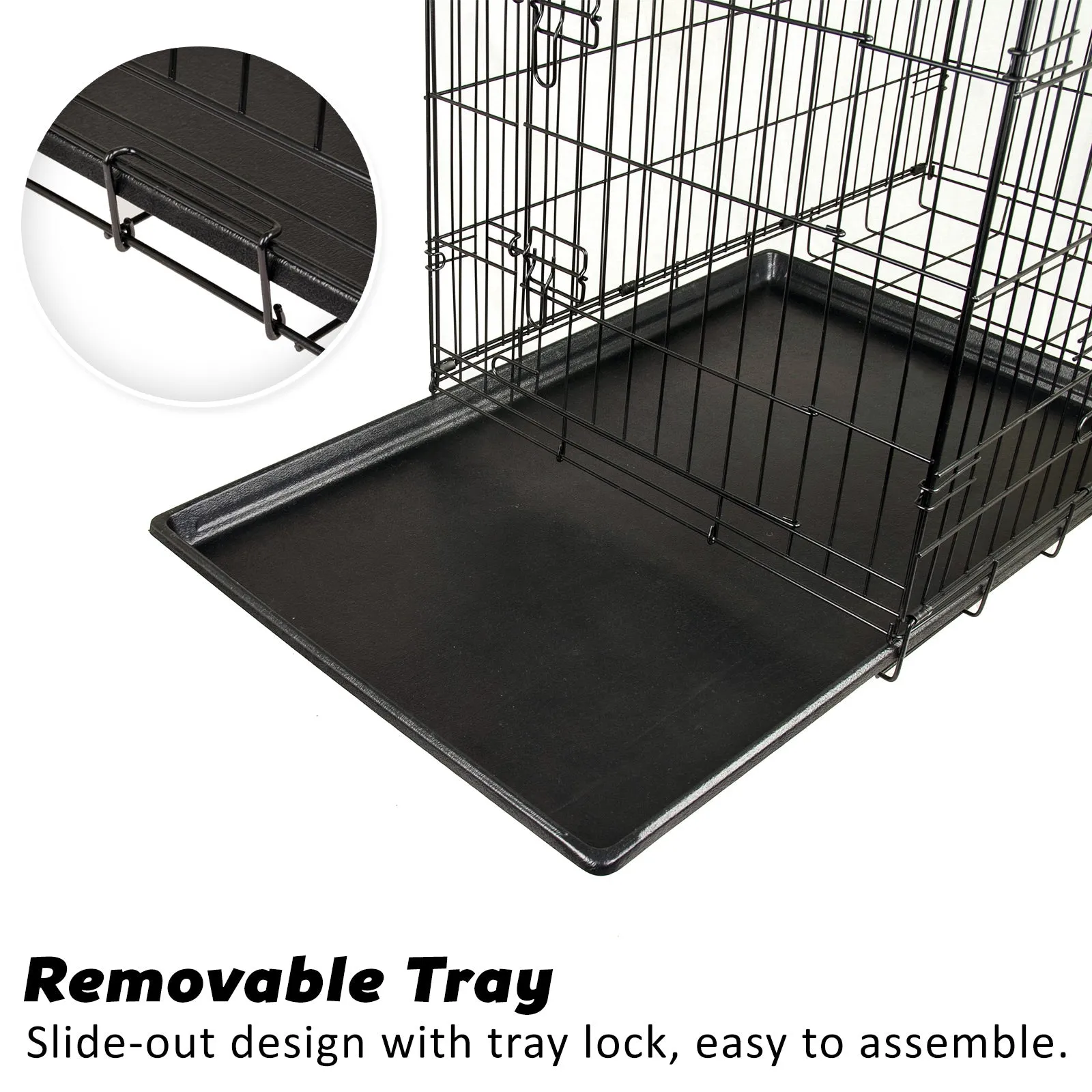 30in Foldable Wire Dog Crate with Tray & Cushion Mat - Paw Mate