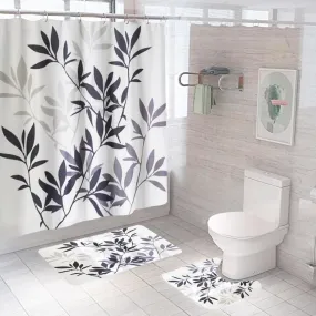 Heart Home Shower Curtain & Bathmat Set | Non-Slip Bath mats for Bathroom | Easy-Slide Curtains | Polyester Curtain or Bathmat for Bath Décor | XTL247-3T | 3 Pcs Set | Multicolor