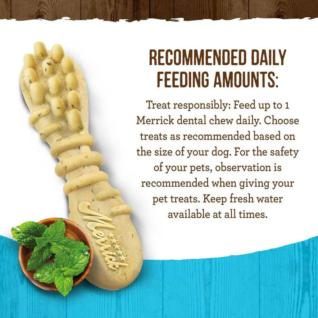 Merrick Fresh Kisses Double-Brush Mint Breath Strips Dental Dog Treats, Extra Small