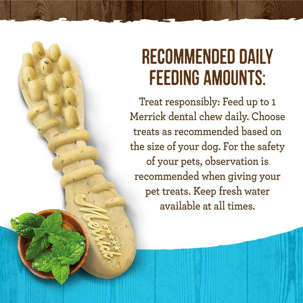 Merrick Fresh Kisses Double-Brush Mint Breath Strips Dental Dog Treats, Medium