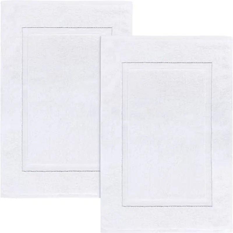 Pack Of 2 Cotton Banded Bath Mats- Highly Absorbent and Machine Washable Shower Bathroom Floor Towel
