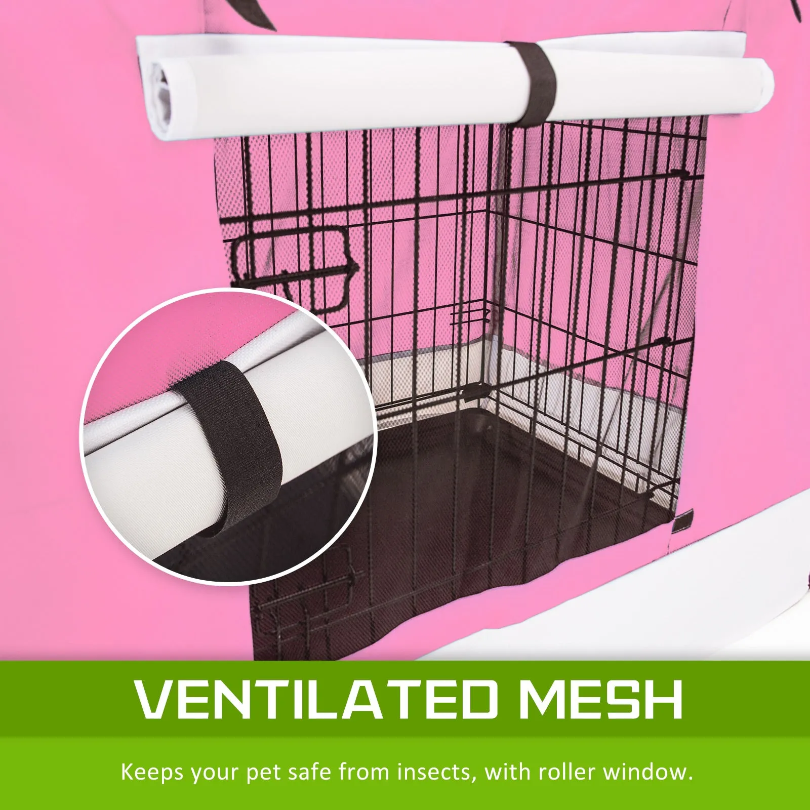 Paw Mate Wire Dog Cage Foldable Crate Kennel 24in with Tray   Pink Cover Combo