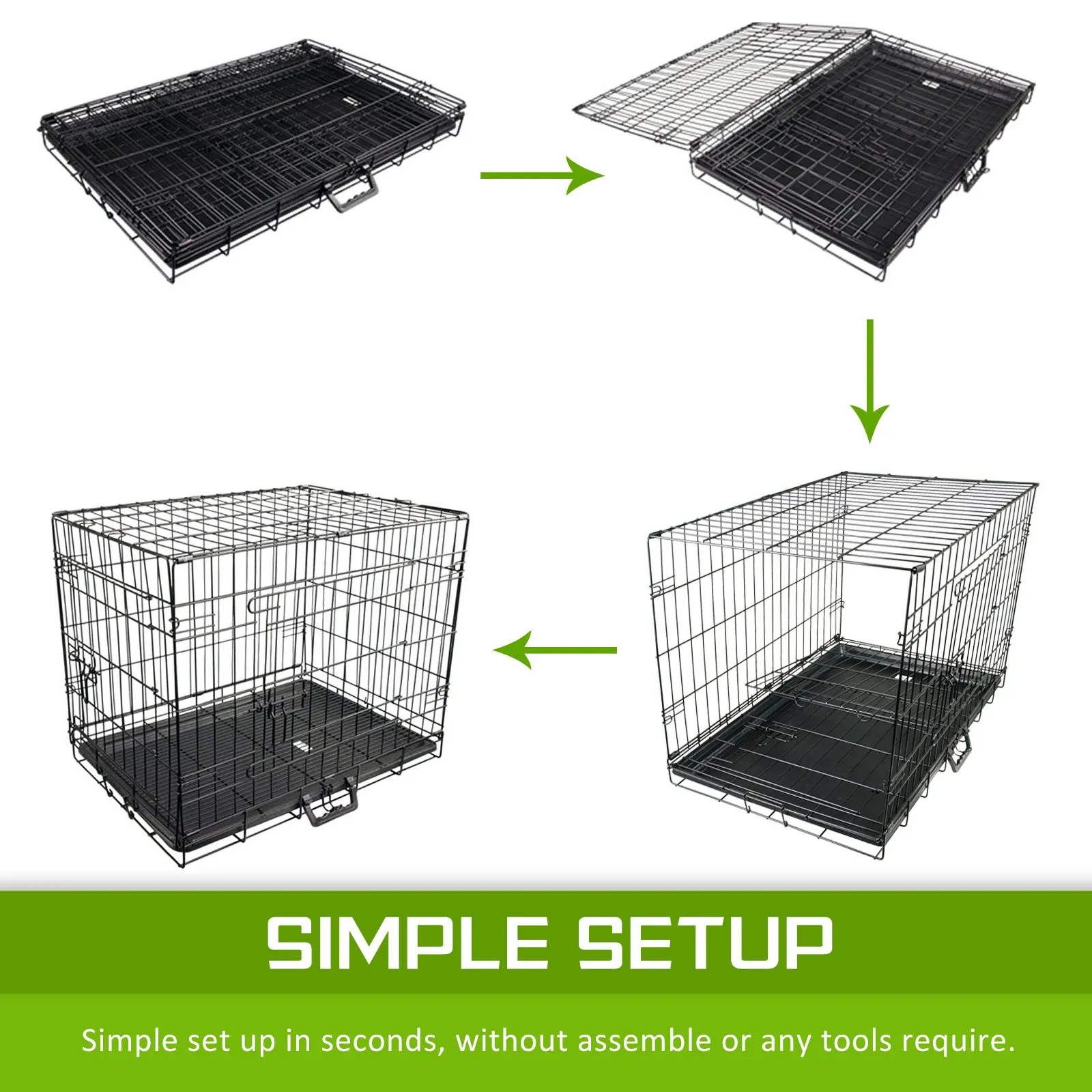 Paw Mate Wire Dog Cage Foldable Crate Kennel 24in with Tray   Pink Cover Combo