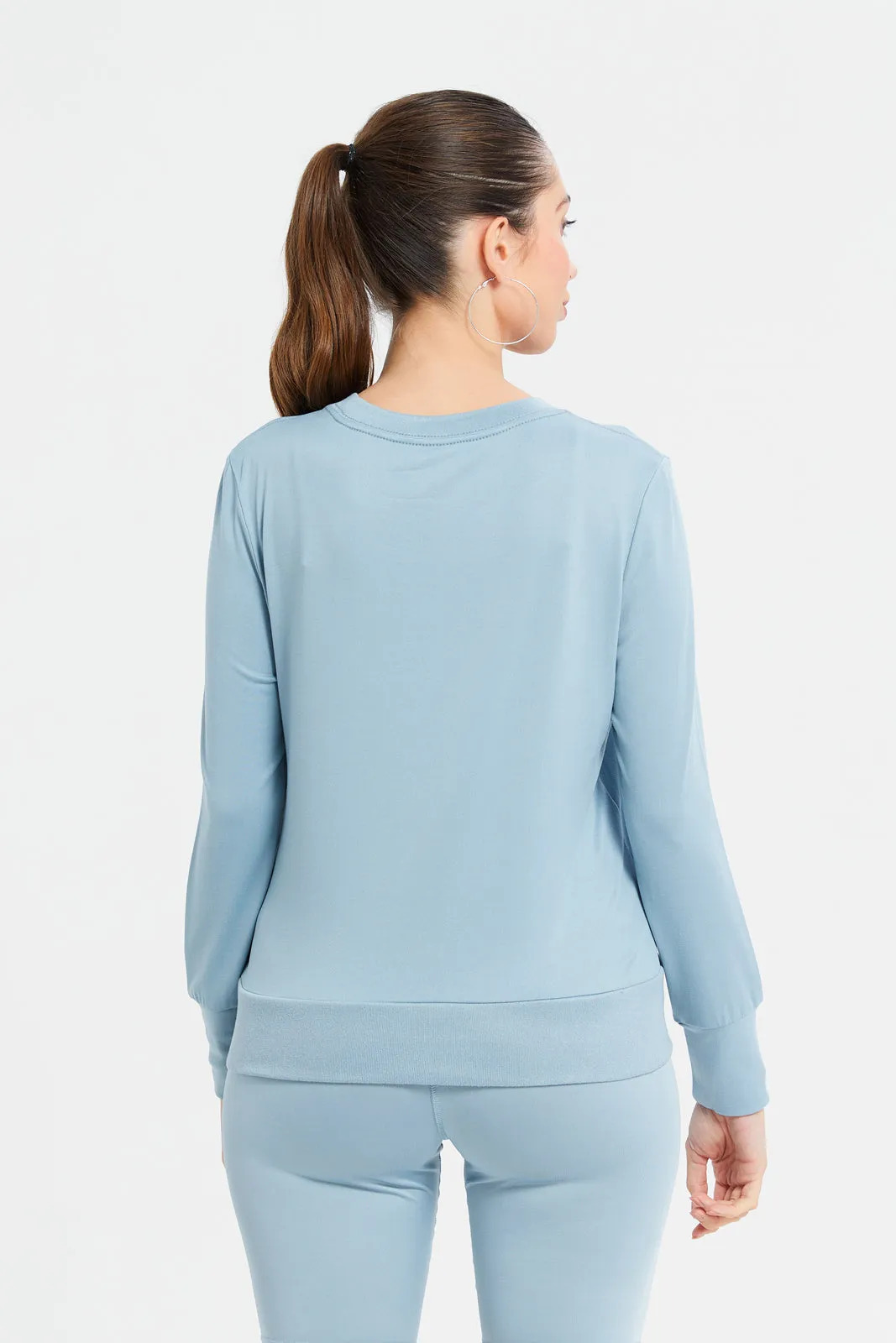 Women Blue Long Sleeved Active Sweatshirt